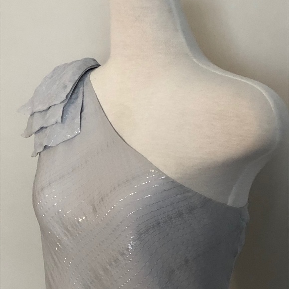 Like-New Club Monaco One-Shoulder Silver/Grey Top - Picture 6 of 14